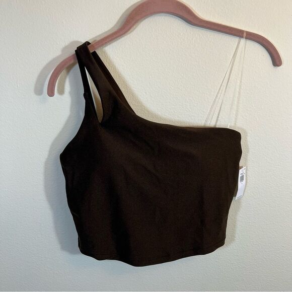 ✨ Old Navy Active Brown One Shoulder Tank Top Small NWT - Picture 1 of 10
